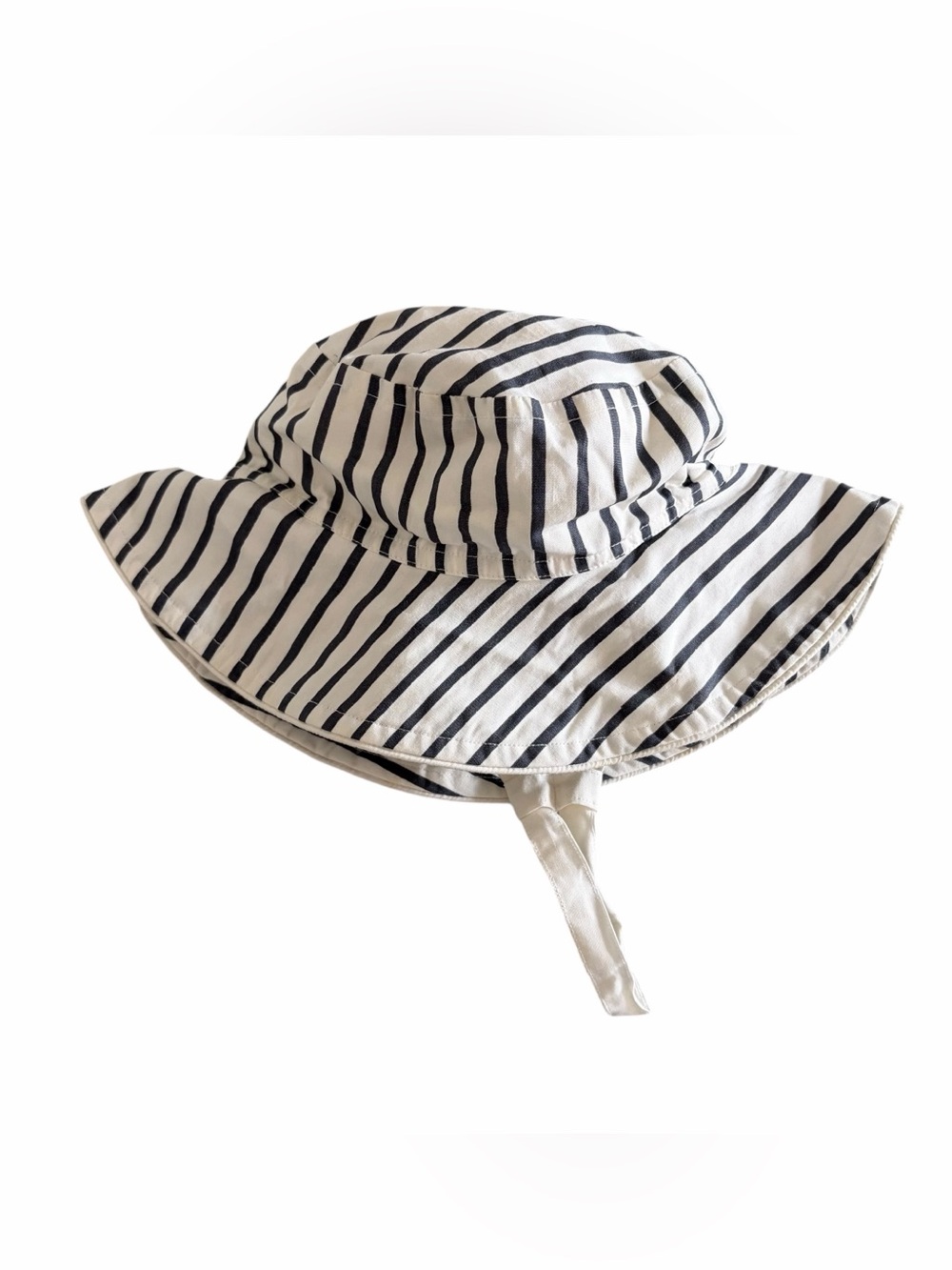 Pehr Striped Wide-Brim Kids Sun Hat - Navy & White